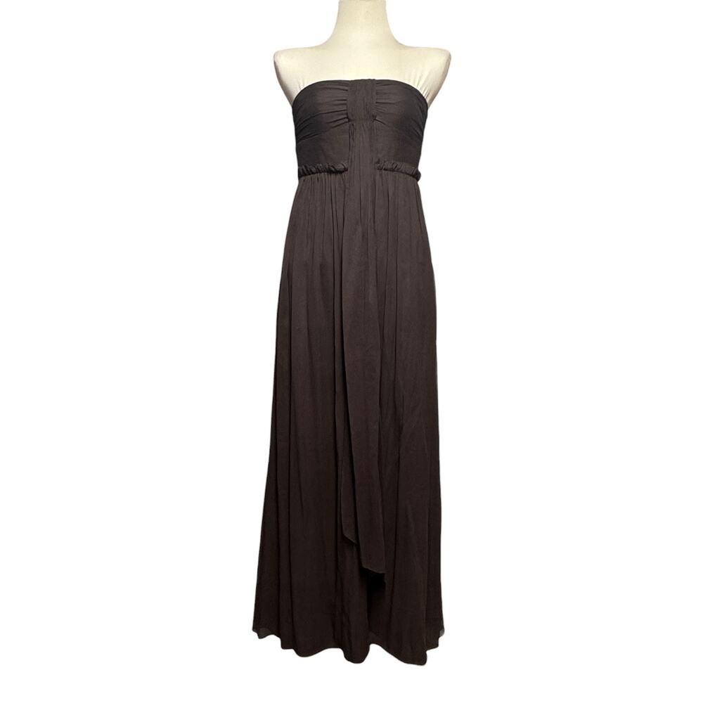 J.Crew Silk Chiffon Whitney Strapless Gown Dress Espresso Brown 6